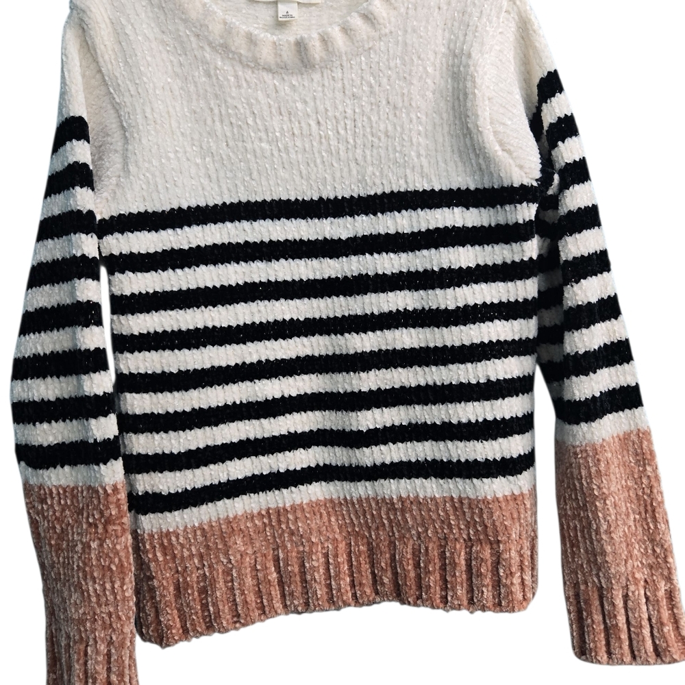 Derek Heart Black, Cream, and Tan Striped Sweater